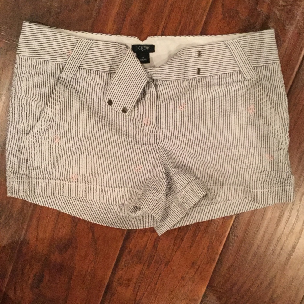 J Crew Blue & White Striped Anchor Shorts Size 4.